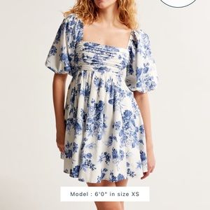 Large Tall Emerson Poplin Puff Sleeve Mini Dress from Abercrombie